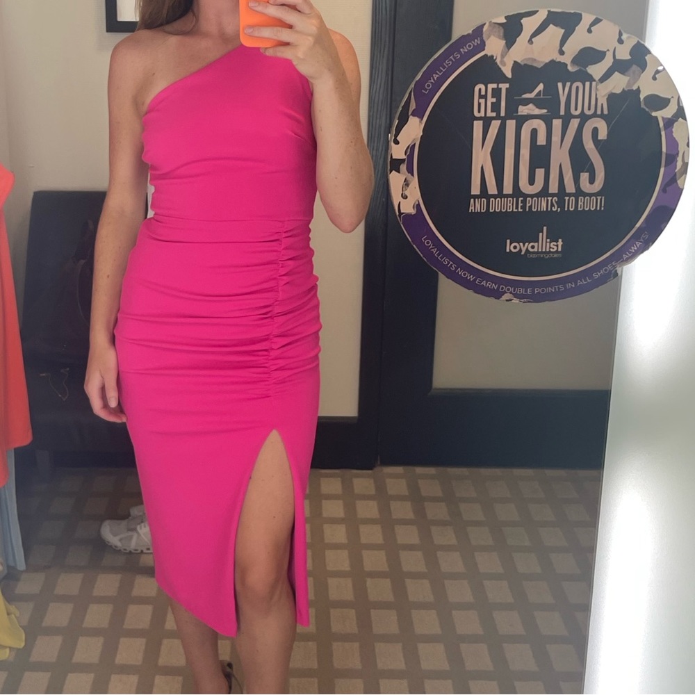Aqua One-Shoulder Midi Dress Pink Size 0 - Picture 4 of 9